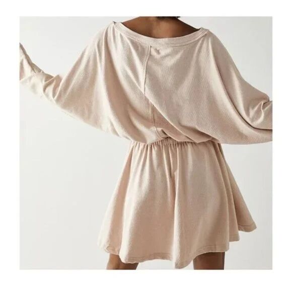 FP Beach Free light blue Santa Maria Mini Dress Oversized Dolman sleeve sz L - Picture 2 of 8